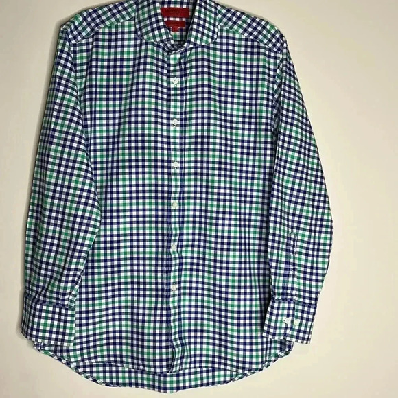 Spectre & Co Green & Blue Check Button Down Casual Shirt - Picture 1 of 10